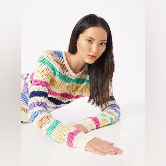 GAP Women's Stripe Crochet Crewneck Sweater Size M - Picture 13 of 13